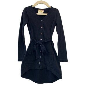 MIA JOY Black Knit Cardigan Girls 2 2T Sparkle Button-Up Long Sweater Belt Tie